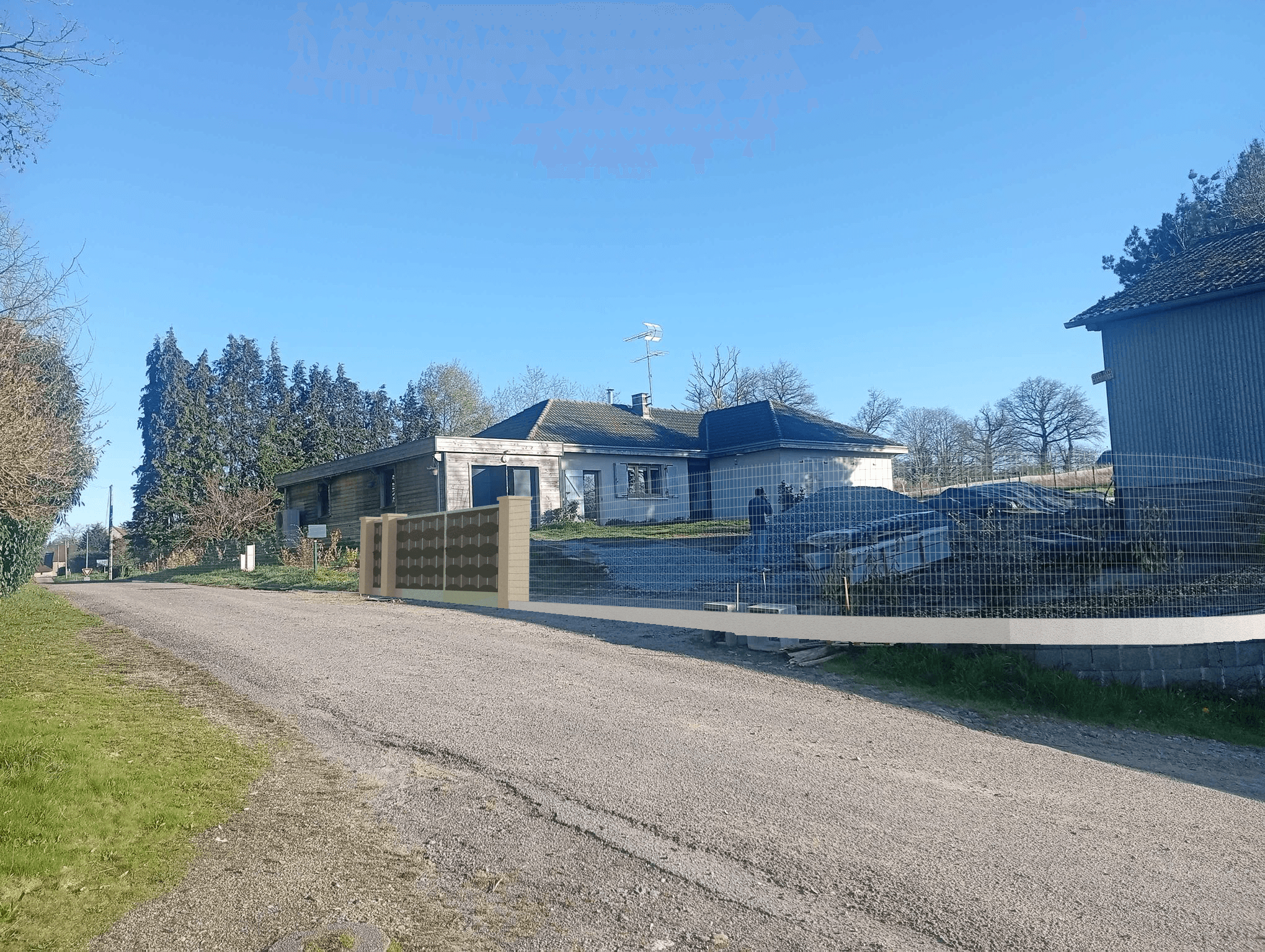 Insertion paysagère d’une clôture avec portail et portillon à Arnac-la-Poste réalisée par BATICAD 3D