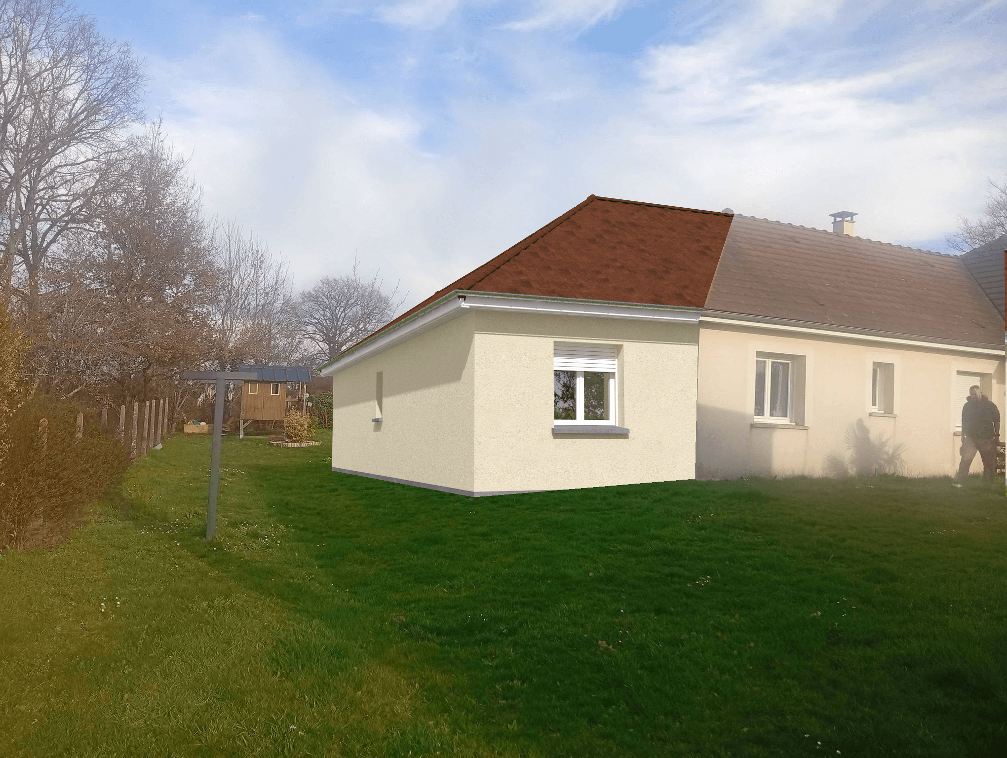 Insertion paysagère d’une extension d’habitation à Bonnat réalisée par BATICAD 3D
