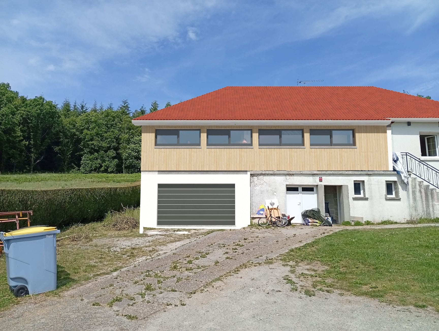 Insertion paysagère d’une extension d’habitation à Saint-Vaury réalisée par BATICAD 3D