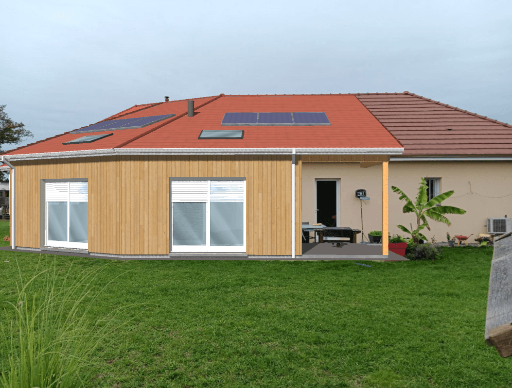 Insertion paysagère d’une extension de maison à Fursac réalisée par BATICAD 3D