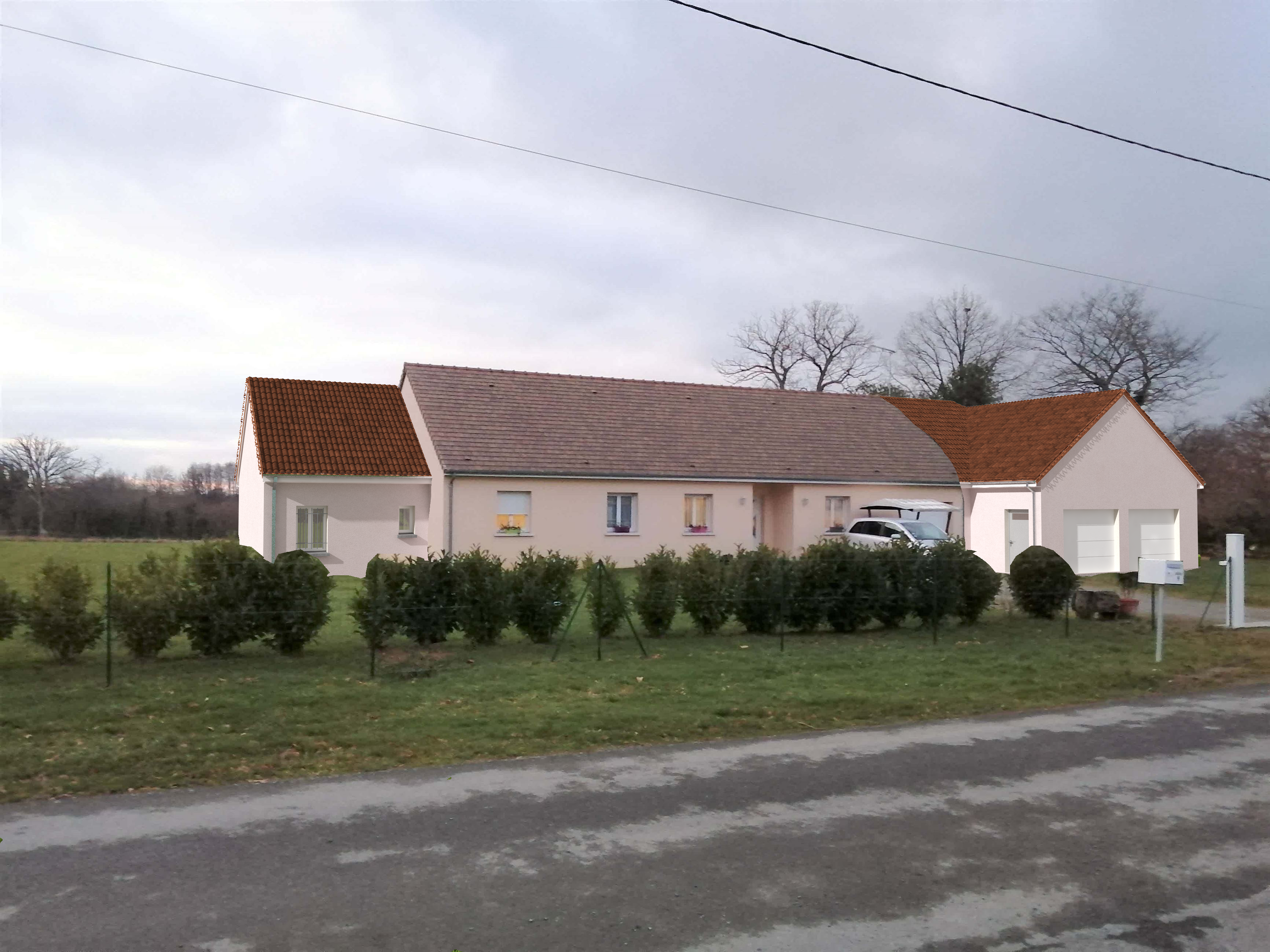 Insertion paysagère d’une extension de maison à Lourdoueix-Saint-Pierre réalisée par BATICAD 3D