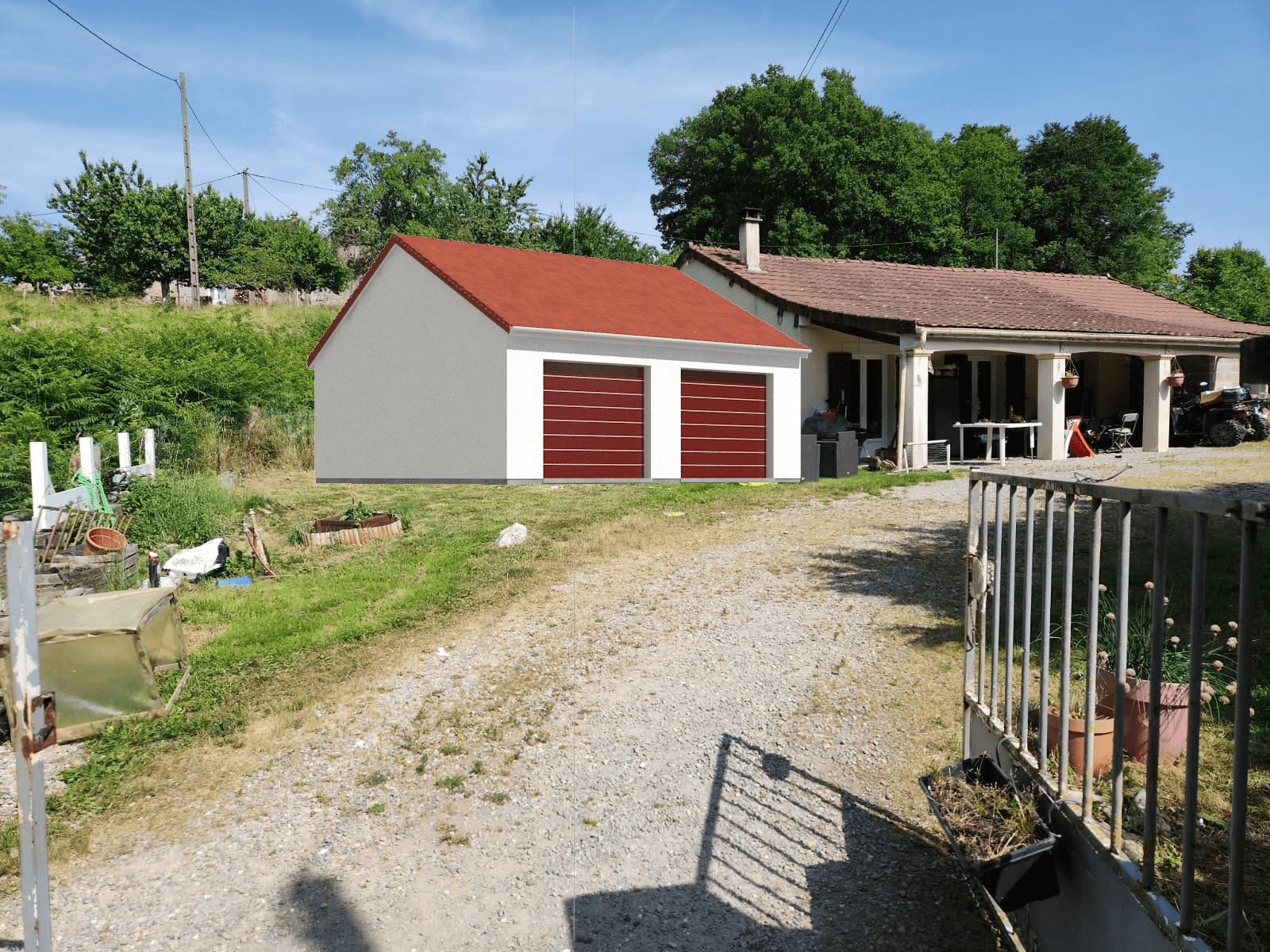 Insertion paysagère d’un garage accolé à une habitation à La Saunière réalisée par BATICAD 3D