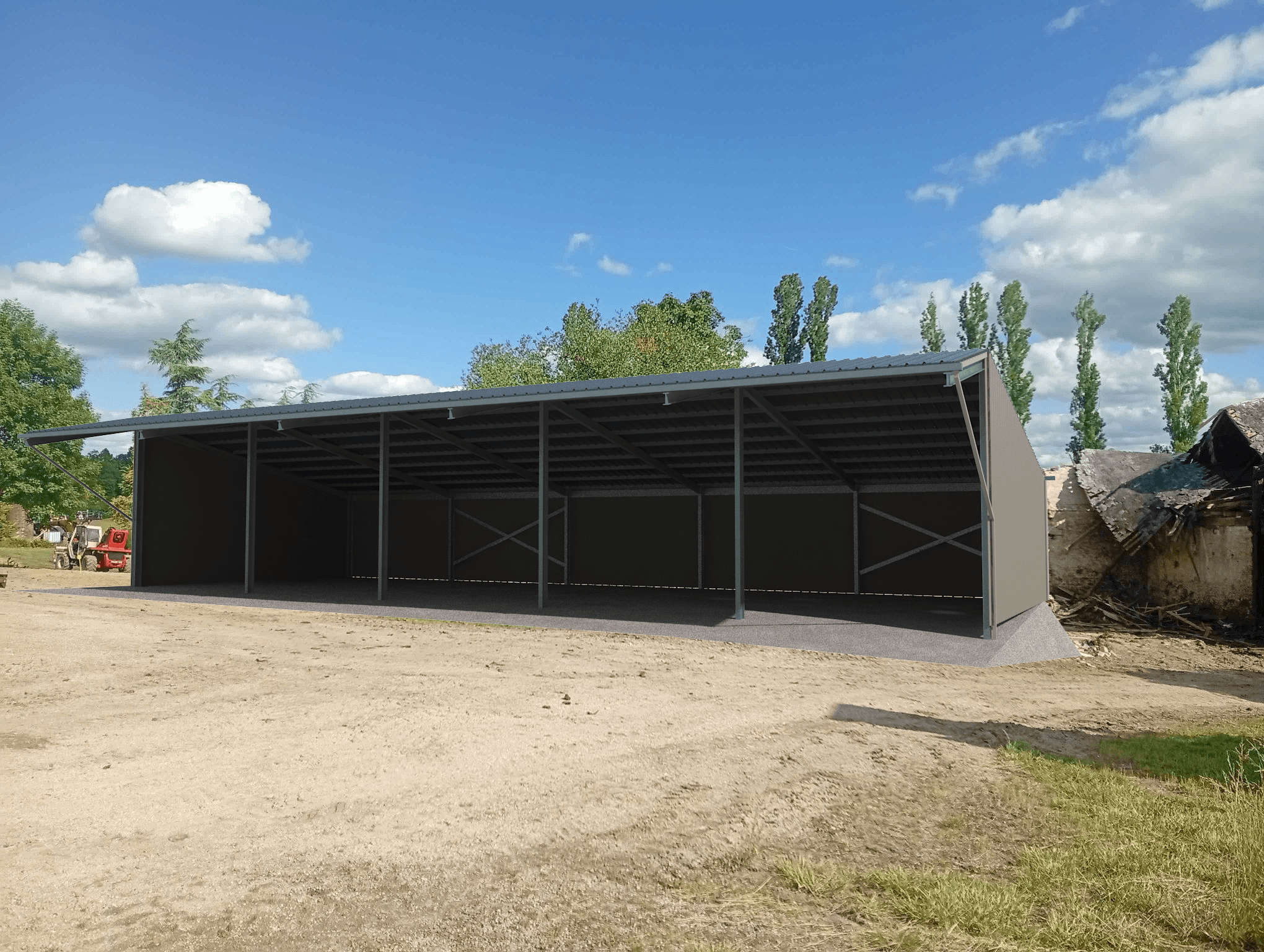 Insertion paysagère d’un hangar agricole à Quincy réalisée par BATICAD 3D