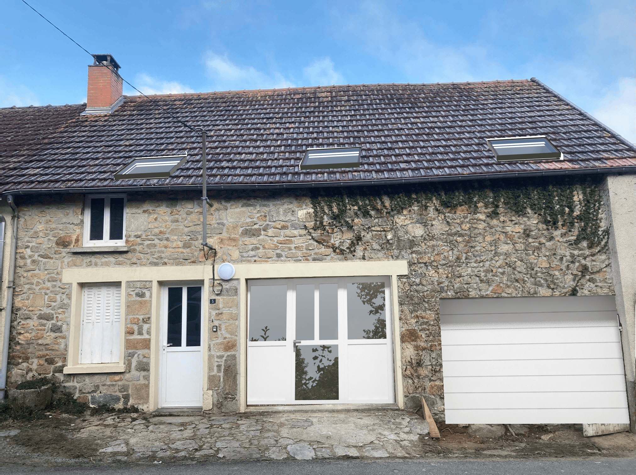 Insertion paysagère de modifications de façades à Bussière-Dunoise réalisée par BATICAD 3D