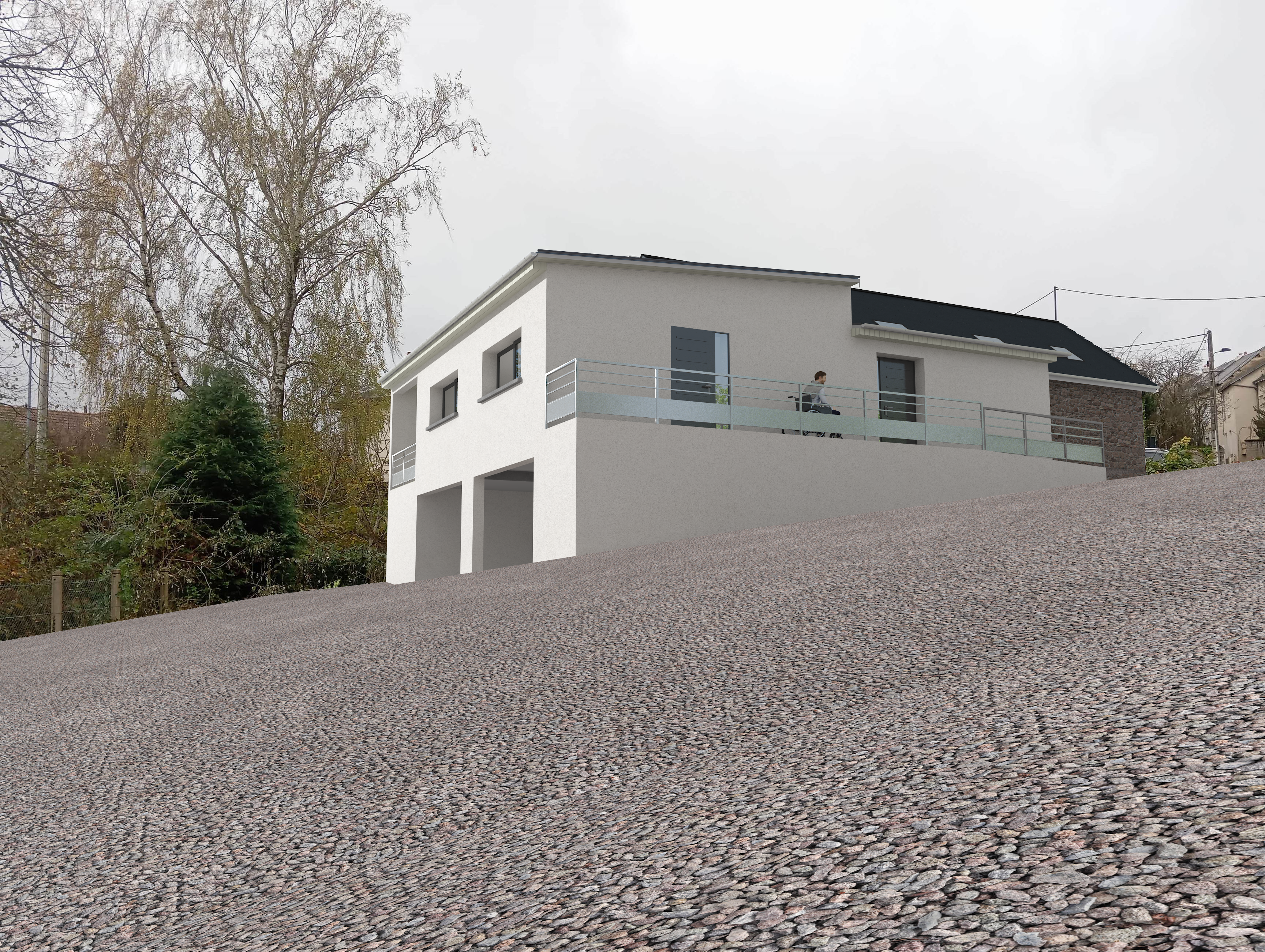 Insertion paysagère d’un projet de rénovation et extension de grange à Guéret réalisé par BATICAD 3D