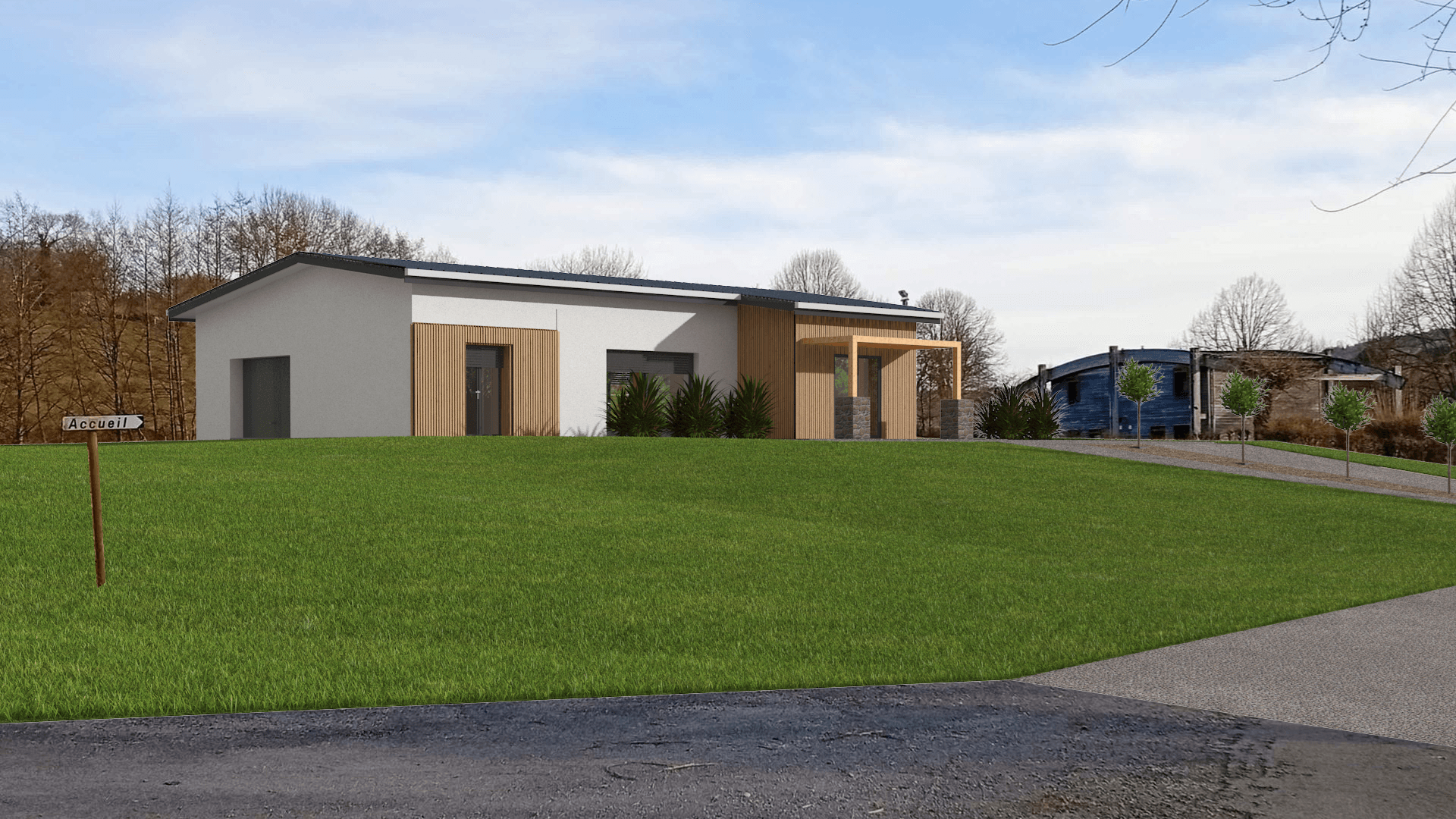 Insertion paysagère d’une salle de réception à Saint-Victor-en-Marche réalisée par BATICAD 3D